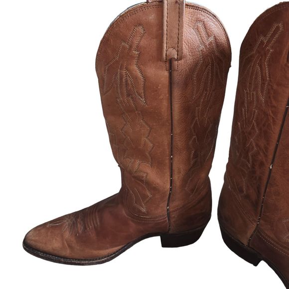 Dan Post‎ Genuine Leather Milwaukee Cowboy Boots Marlboro Brown Mens Size 11 D - Picture 4 of 10
